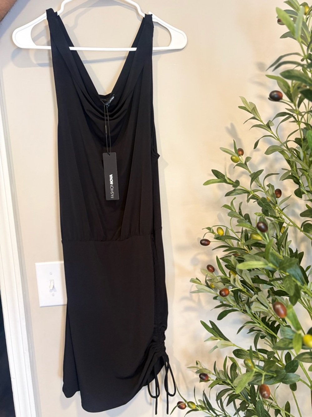 Fashion Nova Black Sleeveless Cowl Neck Dress - Picture 3 of 8